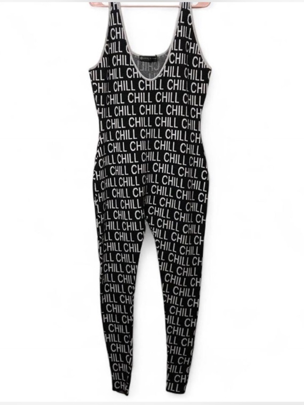 Fashion to Figure Black & White 'CHILL' Graphic Jumpsuit Romper